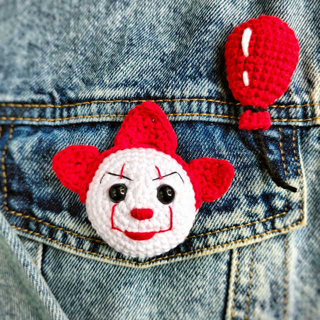 Creepy clown brooch