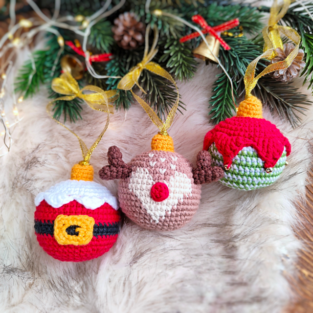 Christmas ornaments 3 in 1: Santa, Elf, Reindeer
