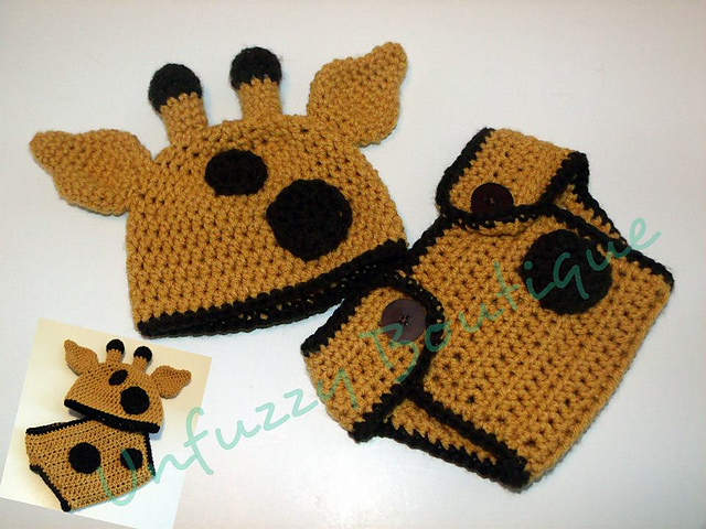 Unfuzzy's Giraffe Hat and Diaper Cover Set