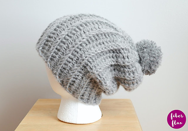 Easy Beginner Ribbed Pom Hat