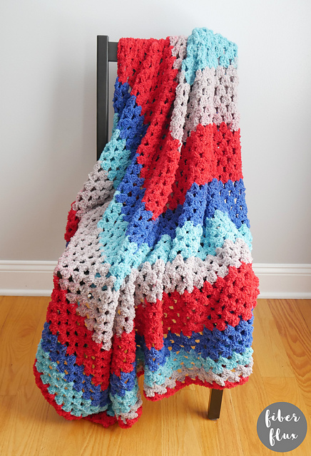 Fluffy Granny Mitered Square Blanket