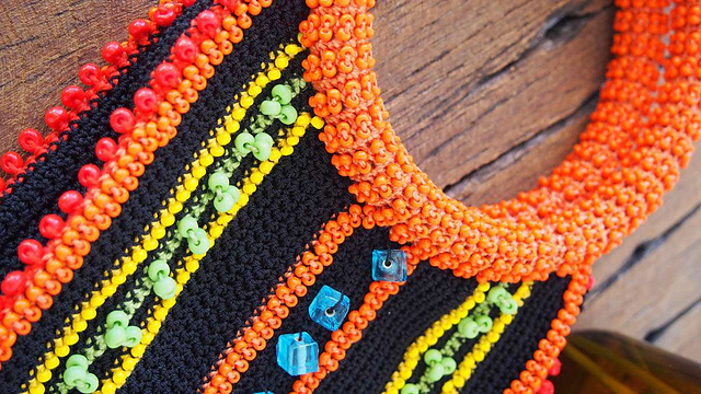 Orange Beaded Bag