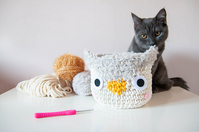 Furry Owl Basket