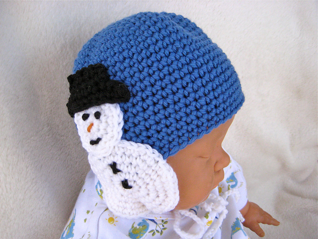 Snowman Earflap Baby Hat