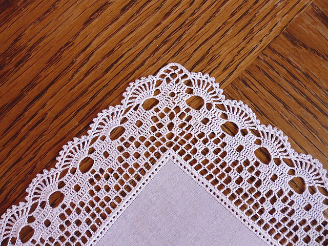 Handkerchief / Hanky with Filet Edging