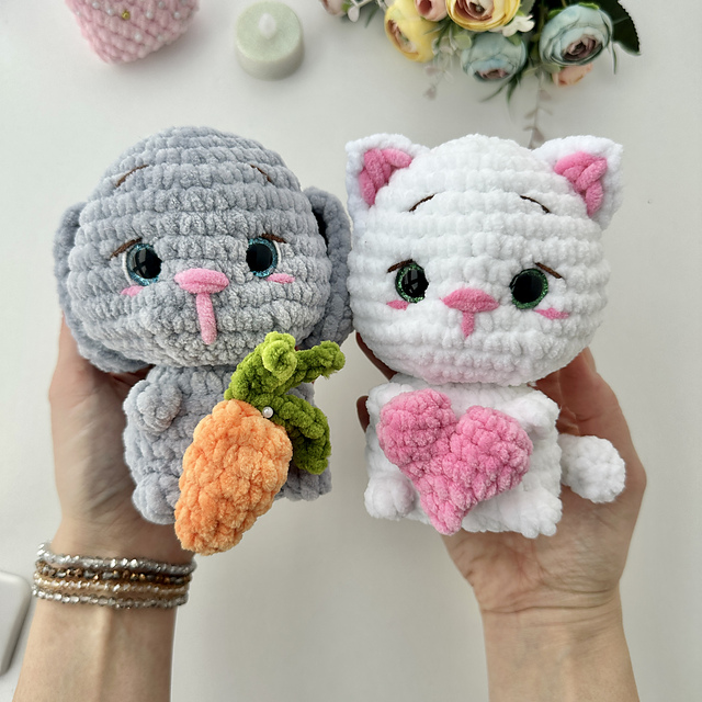 Bunny and kitty easter toys