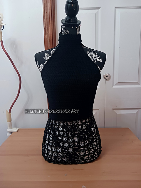 Skeletal Embrace Applique and High Halter Top