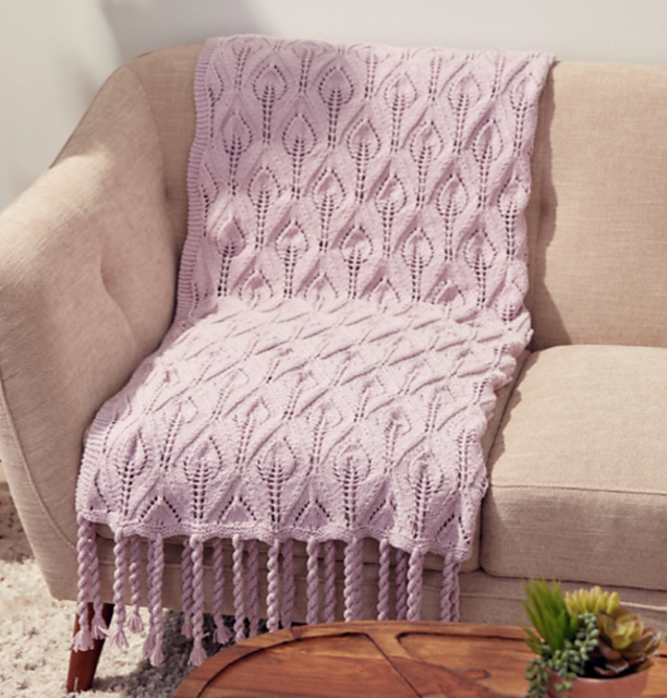 Tasseled Lace Knit Blanket