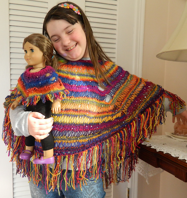 Matching Rainbow Ponch for Girls and Dolls
