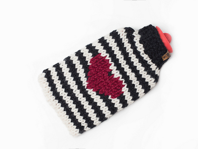 Hot Water Bottle Cover Heart Stripes