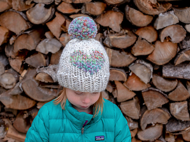 Heart Winter Pompom Hat