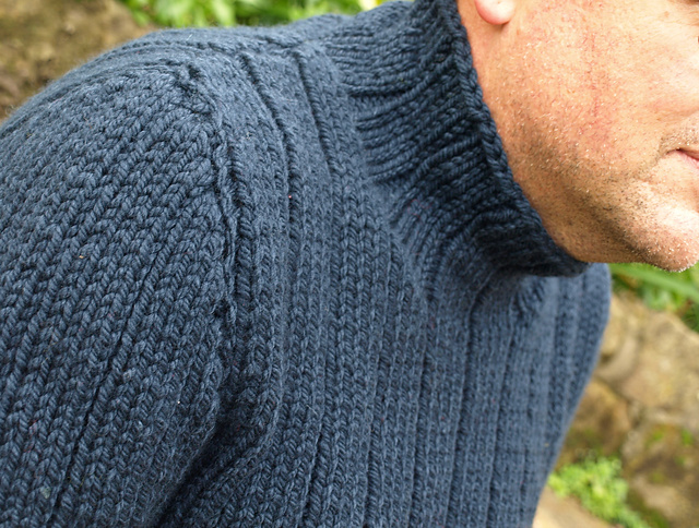 Rib Sweater with Stripe Yoke