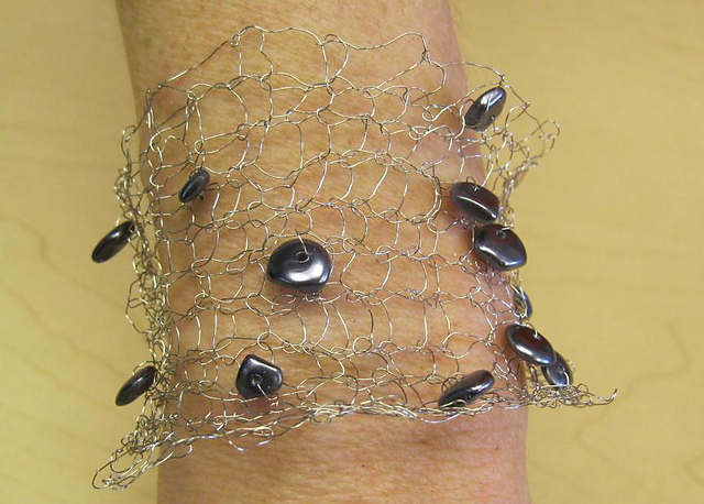Knitted Wire Beaded Bracelet