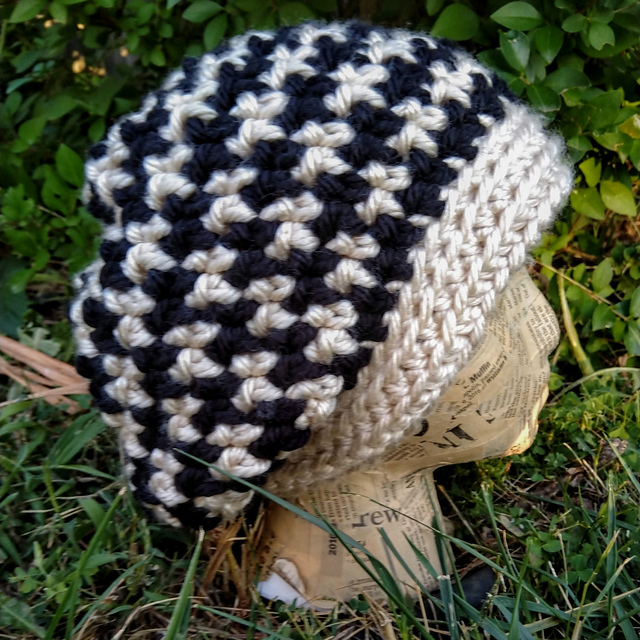 Houndstooth Slouchy Hat