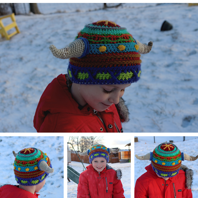 Scrap Stripe Horn Hat (Viking)
