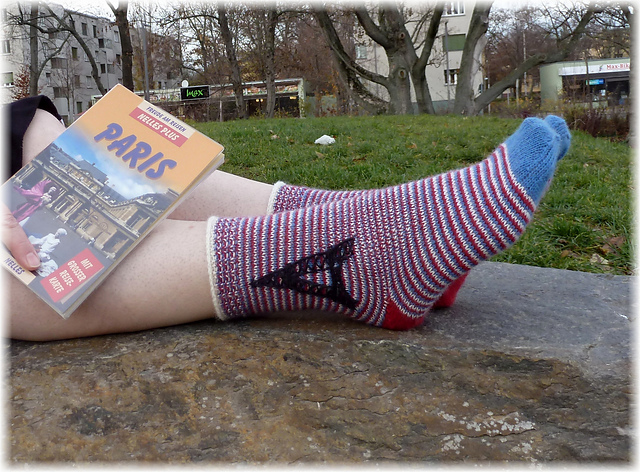 Frankreich - Ringelsocken mit Eiffelturm