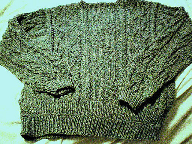 Faux Cable Sage Pullover