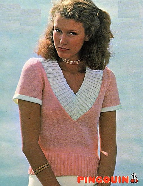 Deep ribbed V sweater