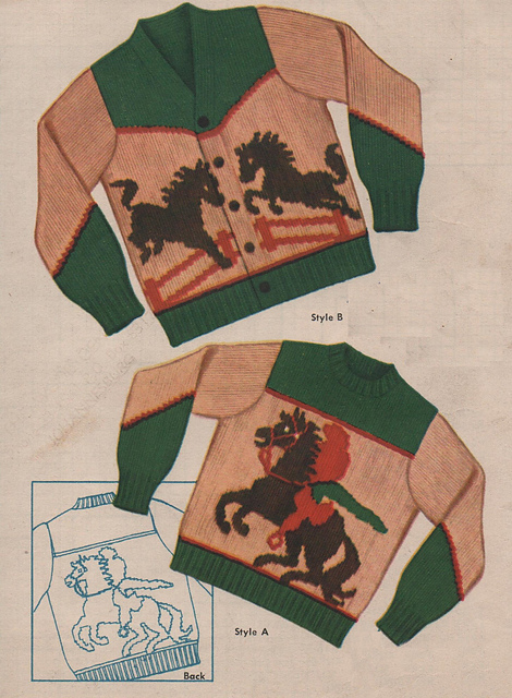 Cardigan: Horse & cowboy