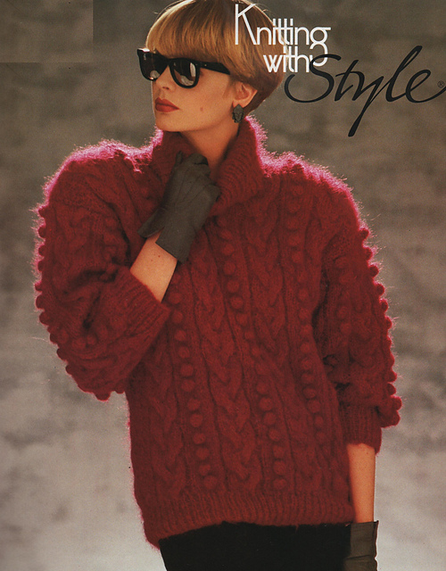 Sweater with cables & bobbles