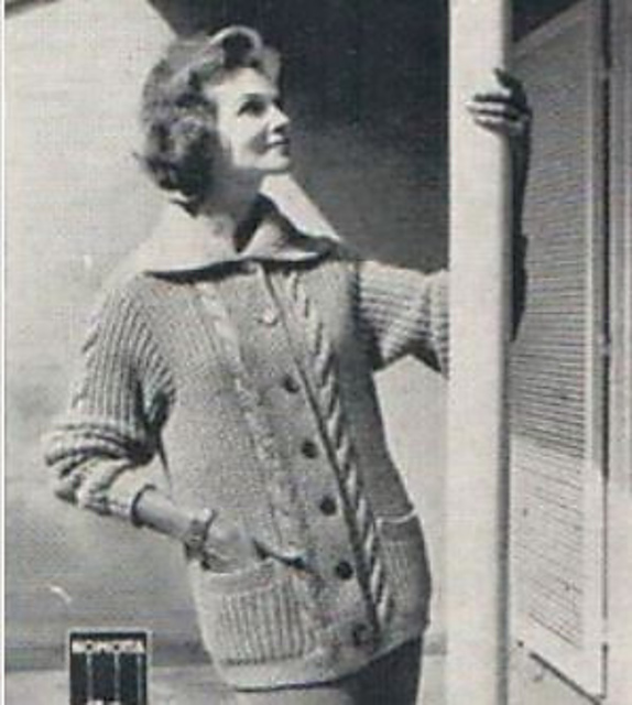 Her cabled jacket