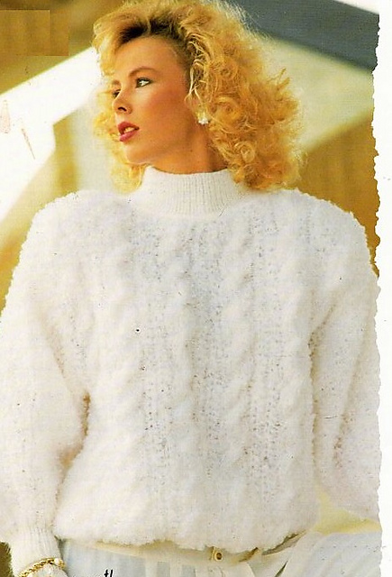 Lady's White Cabled Sweater