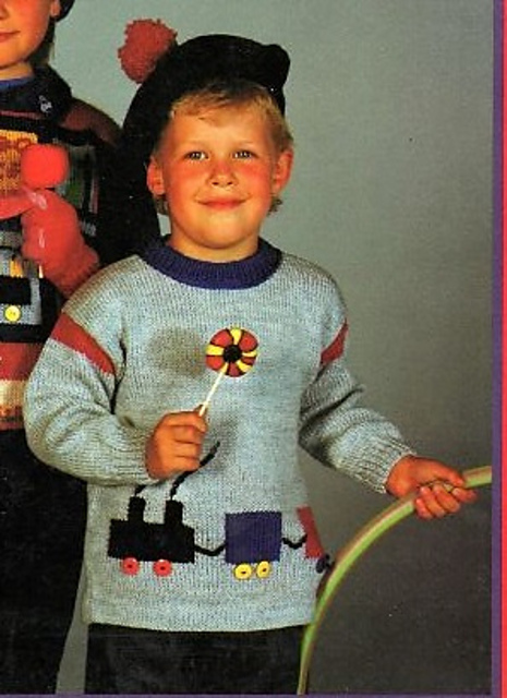 Cardigan with train motif