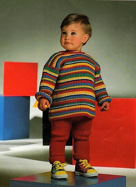 Striped sweater and ski pants