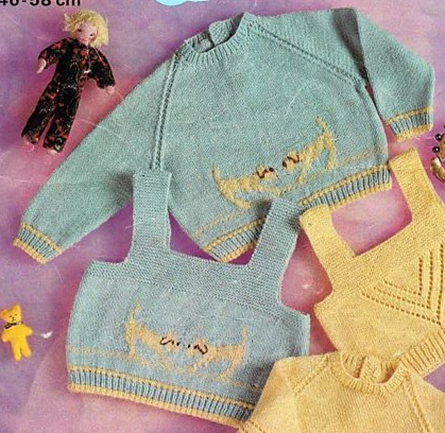 Jumper & top w/playful puppies motif