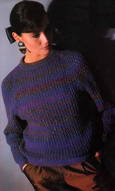 Lace rib raglan sweater