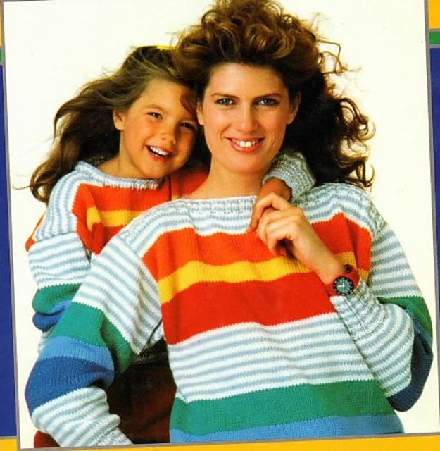 Sweaters for the whole family: Woman and girl