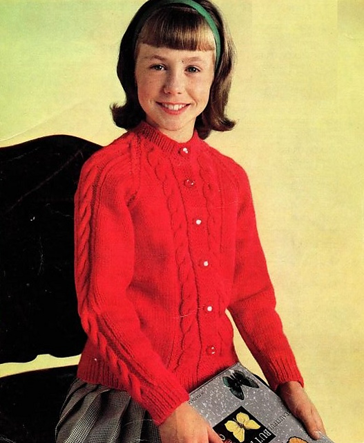 Girl's Jacket with Cable Panels