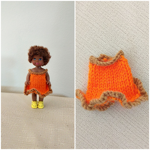 #0668 Orange glitter dress with brown edge