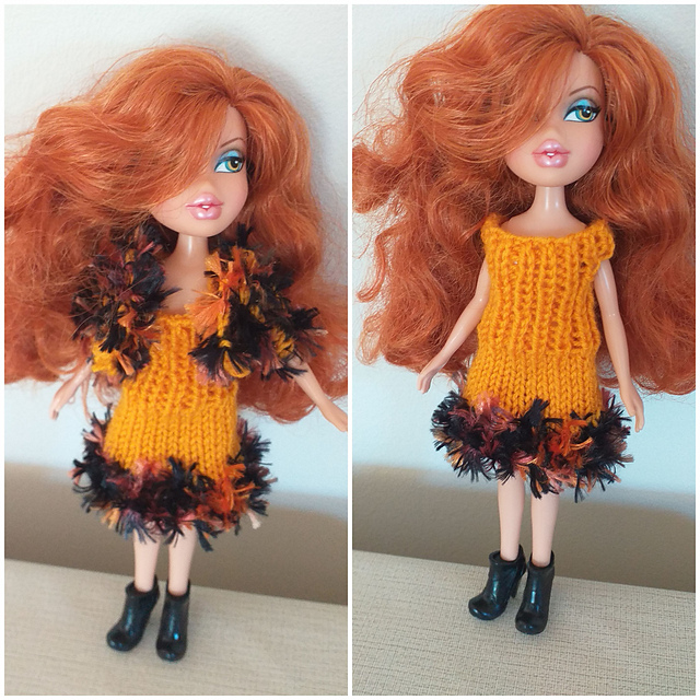 Bratz #030 Short dress & bolero jacket in fur yarn
