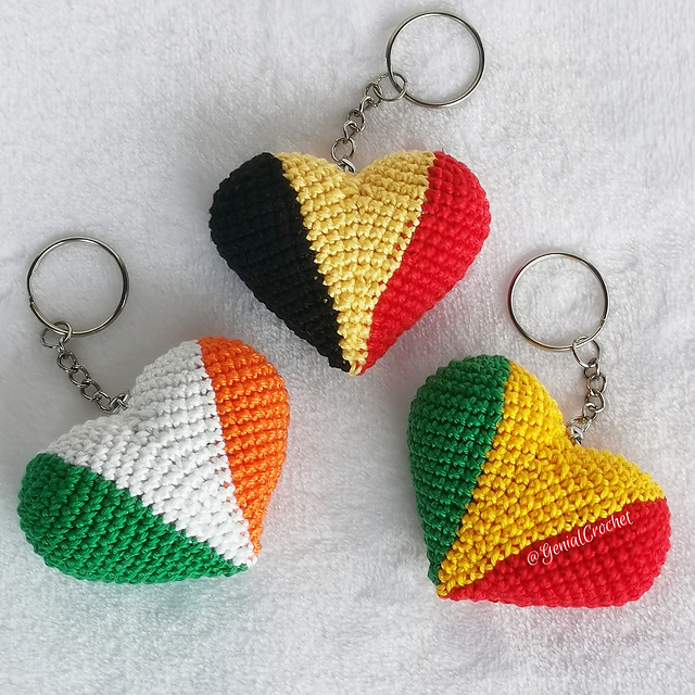 Tricolor Heart Keychain