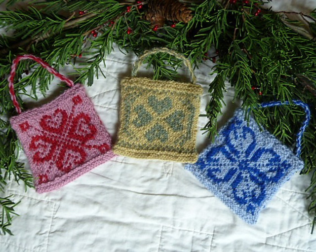 Fairly Easy Fair Isle Ornaments - Hearts