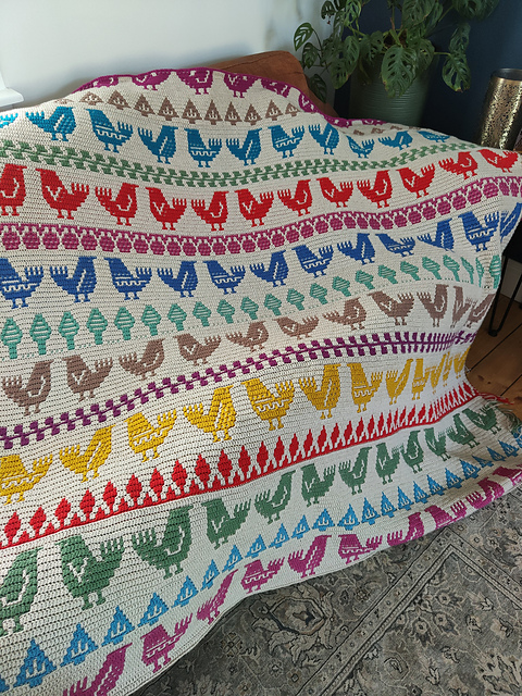Scandi Birds Mosaic Afghan