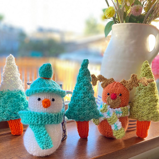 Christmas Snowman, Reindeer & Trees