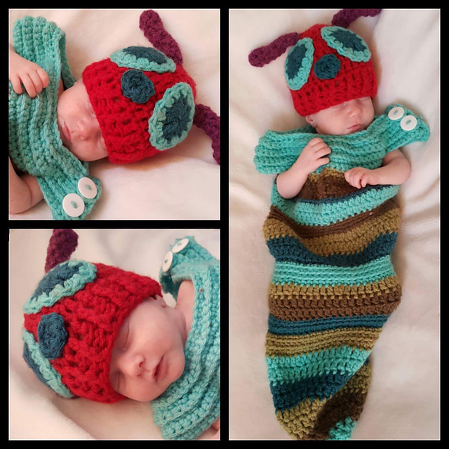 Caterpillar Baby Cocoon and Hat