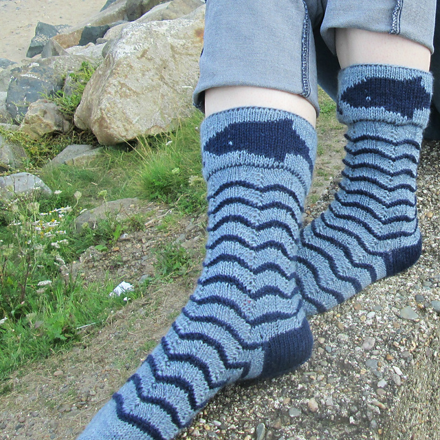 Shark and Whale Socks Double Knit