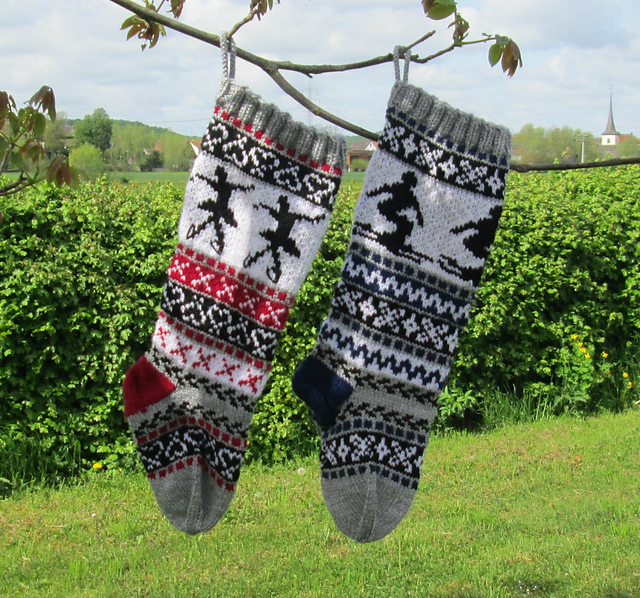 Skier and Ice Dancer Christmas Stockings