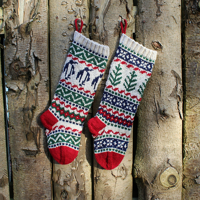 Penguin and Trees Santa Socks