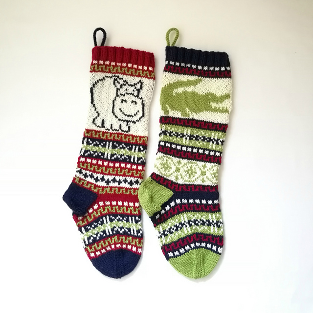 Hippo and Croco Santa Socks