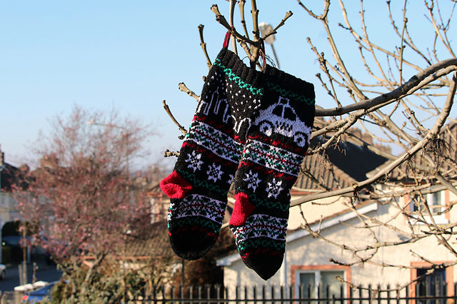 Skyline and Taxi Christmas stocking fair isle