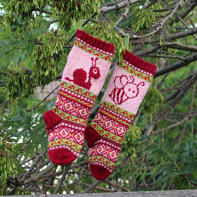 Christmas Stockings with bee and snail