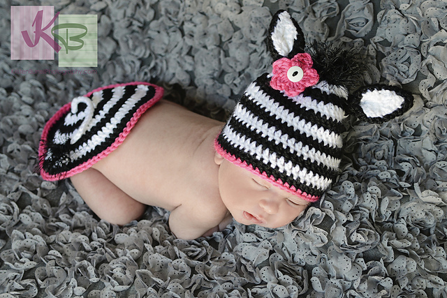 Crochet Zebra Hat and Bum Cover