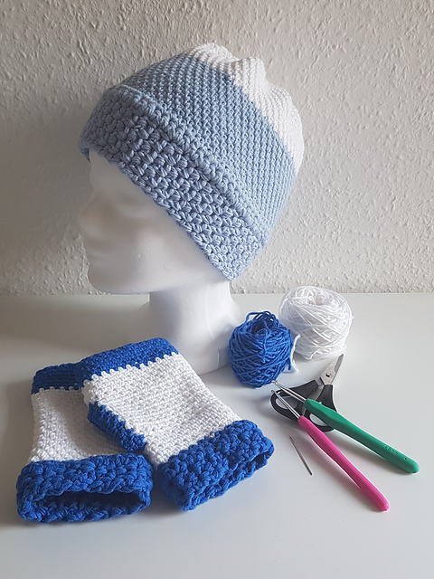Easy winter set, Moss Stitch hat and gloves