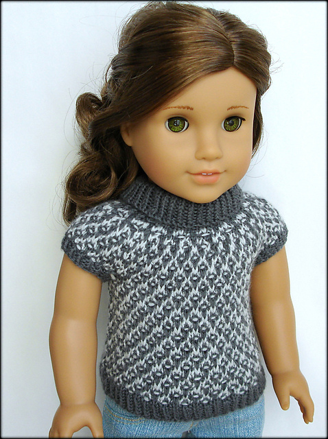 Gwen - Slip Stitch Turtleneck Sweater w/Cap Sleeves - For American Girl 18 Inch Dolls