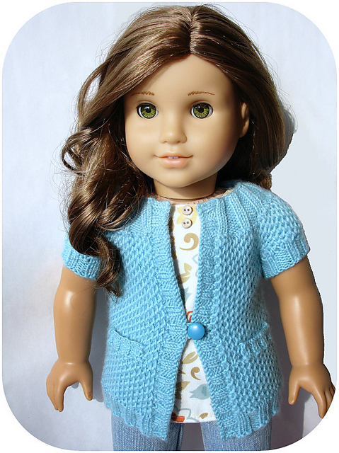 Pip For 18 Inch American Girl Dolls - Round Yoke Cardigan Sweater w/ Pockets