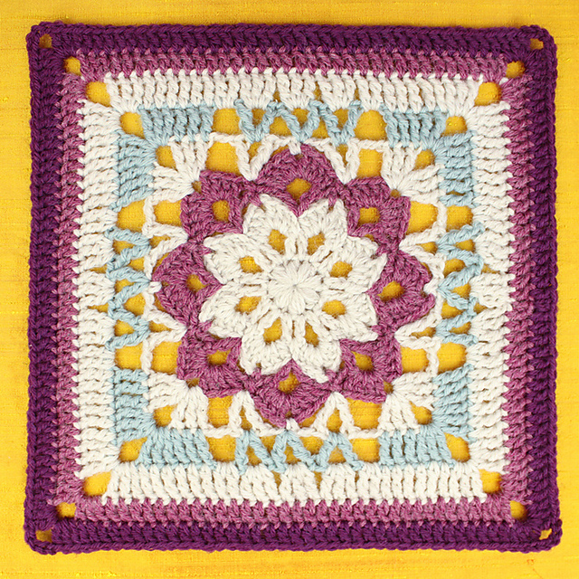Ravelry Floral Kaleidoscope Afghan Square pattern by Julie King